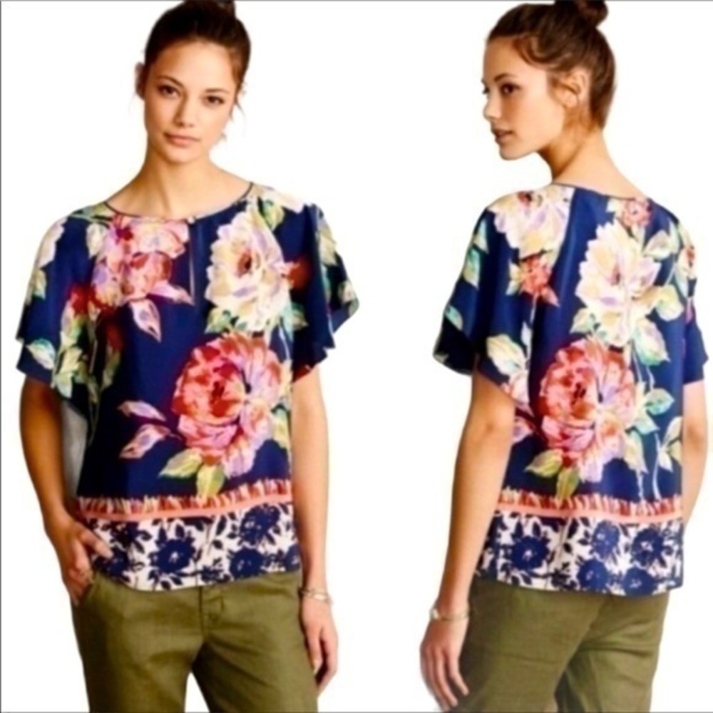 Maeve Floral Silk Gardenia Top